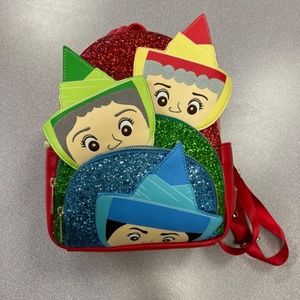 NWT Loungefly Sleeping Beauty Flora, Fauna, and Merriweather Fairy Mini Backpack